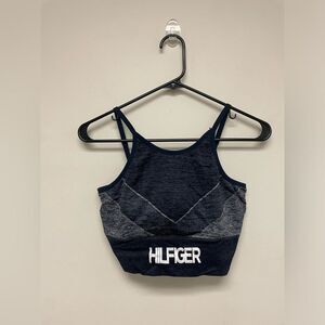 Tommy Hilfiger Seamless Denim Blue High Neck Sports Bra Braltette SZ M